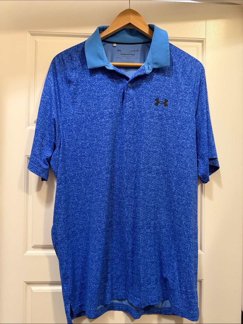 Under Armour Men’s Blue Heather Polo with Light Blue Collar